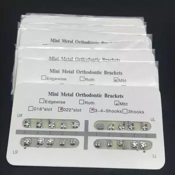 10 упаковок/200 шт. стоматологический мини-брекет MBT 0,022 слот 345 крючок стоматологические мини-металлические ортодонтические брекеты