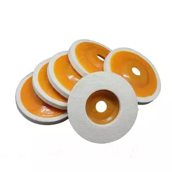 10 упаковок 4 x5/8 тонкошерстяных войлочных полировальных кругов с дисковыми накладками для угловой шлифовальной машины по металлу, мрамору, мебели, автомобильному воску, граниту