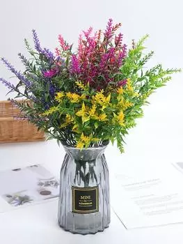 10 упаковок искусственных растений, кустарников, не выцветает, искусственная пластиковая лаванда для фермерского дома, сада, крыльца, патио, в помещении, на открытом воздухе, свадебное украшение фуксия