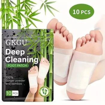 10 упаковок подушечек для ног Deep Clean, маска для ног с натуральным бамбуковым уксусом и порошком имбиря, уход за ногами, клейкие полоски, расслабляющие и согревающие средства после ванны для ног 10pcs белый