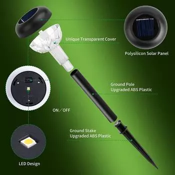 10 упаковок уличных солнечных светильников, светодиодные садовые светильники на солнечных батареях, водонепроницаемые светильники IP65 для дорожек на солнечных батареях для двора/ландшафта