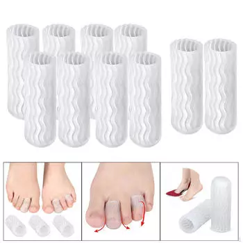 10 упаковок защитных накладок для пальцев ног с гелем, мозолями, мозолями и образованием волдырей между пальцами ног Clear