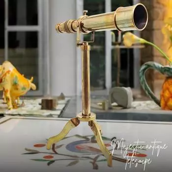 10 Винтажный телескоп из цельной латуни с латунной треногой, декоративный коллекционный морской телескоп из латуни, антикварные телескопы как