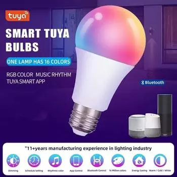 10 Вт/15 Вт E27 Bluetooth Умная лампа RGB + WW + CW Умные лампочки RGB Светодиодная лампа Tuya APP Дистанционное управление Светодиодная лампа для дома Smartlife 10W