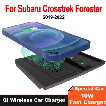 10 Вт автомобильная беспроводная зарядная панель для Subaru Crosstrek Forester 2019 2020 2021 2022 телефон быстрая зарядная панель коврик аксессуары для интерьера чёрный