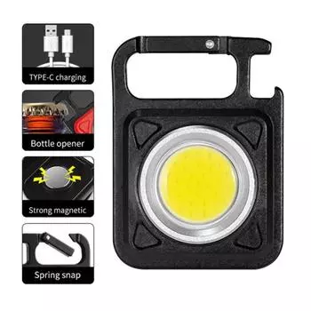 10 Вт мини-брелок с бликами COB, яркий USB-аккумуляторный брелок-фонарик, портативный карманный светильник со складным кронштейном 10W синий