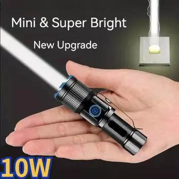 10 Вт перезаряжаемые мини-фонарики с зажимом для ручки и хвостовым магнитом, edc, брелок, фонарик, USB-зарядка, зум, портативный фонарик для кемпинга