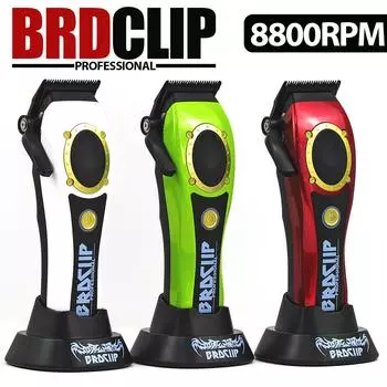 10 Вт Высокомощная электрическая беспроводная машинка для стрижки волос BRDCLIP 3-цветная верхняя крышка триммер для волос 100PRO 8800 об/мин мужская машинка для стрижки волос