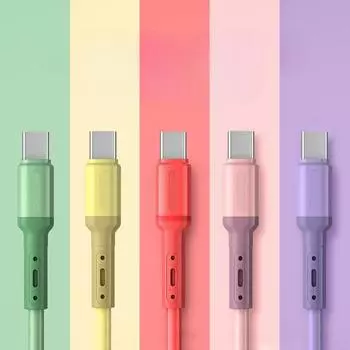 10 Вт жидкий силиконовый кабель для передачи данных, подходящий для кабеля зарядки мобильного телефона TYPE-C, жидкий мягкий резиновый кабель для быстрой зарядки 2A 1m зелёный