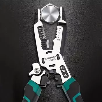 10 в 1 Электрические плоскогубцы для проводов Многофункциональные плоскогубцы для зачистки проводов Острый нос для резки проводов Пресс-клещи для электрика 19303 темно-зеленого