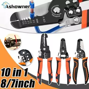 10 в 1 клещи для зачистки и обжима проводов Многофункциональный инструмент для зачистки колец Электрик Инструменты для зачистки сетевого кабеля 7inch 3IN1