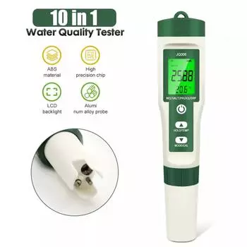 10 в 1 монитор качества воды PH/TDS/EC/SALT/TEMP/SG/ORP/H2/Fertile/Resistivity многофункциональный тестер PH метр для качества воды белый
