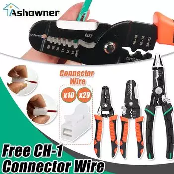 10 в 1 плоскогубцы для зачистки проводов, кабельный резак для электрика, бытовая сеть, бесплатный соединительный провод Ch-1, кабель и термоусадочная трубка 3in1-wire pliers