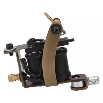 10 Wraps Tattoo Coil Machine Liner Shader Alloy Tattoo Machine for Tattoo Hook Line Antique Brass