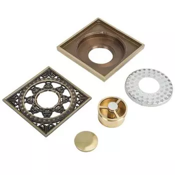 10 x 10 см Твердый латунный золотой слив для душа Слив для пола Слив для отходов Ванная комната Кухня Балкон