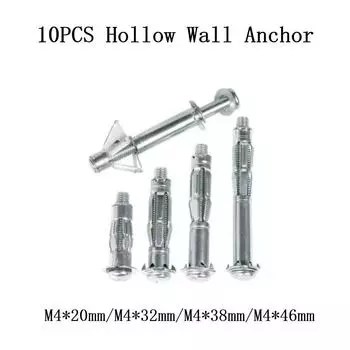 10 x МЕТАЛЛИЧЕСКИХ ПРОЧНЫХ ДЮБЕЛЕЙ ДЛЯ ГИПСОКАРТОННЫХ ПОЛОСТЕЙ СТЕНОВ, КРЕПЕЖНЫХ ДЮБЕЛЕЙ M4*20mm