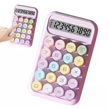 10-значный цветной большой круглый простой механический сиреневый канцелярский калькулятор для студентов, милый, калькулятор, стильный, калькулятор, дисплей, кнопки,