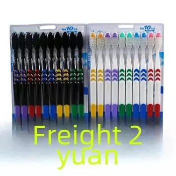 10 зубных щеток для взрослых с мягкой щетиной: Новые модели для дома и гостеприимства Superfine 10 pieces per card чёрный