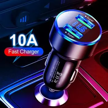 10A car charger Dual Port Digital Display aluminum alloy DC12-24V Fast Charging car Phone Charger Adapter car accessories