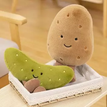10cm Kawaii Potato Plush Toys Cute Sour Cucumber Dolls Plushie Stuffed Vegetable Toys Kids Baby Birthday Gifts Valentine Easter 10cm