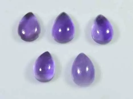 10Cts. Natural Amethyst Pear Crytsal Cabochon Gemstone 05Pcs Lot 07X10MM RQ-1797