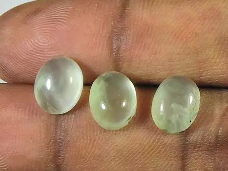 10Cts. Натуральный зеленый пренит овальный кабошон россыпью драгоценный камень 03 шт. лот 7X10MM RQ-1937