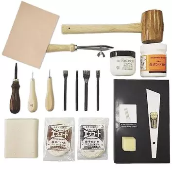 10cube Leathermart Leather Craft Tools 18 предметов Набор для ручного шитья из коровьей кожи, ряд из плотной кожи формата А4, 1 шт. [Сделано в Японии] + 1,0 мм