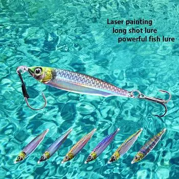 10G-80G Медленный джиг Металлические приманки для джиггинга 3D-принт Цвета Искусственные приманки Жесткие рыболовные приманки Форель Тунец Окунь Береговой заброс Ложки Приманка