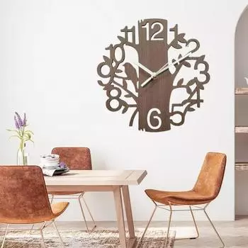 10inch European Wood Creativity Silent Clock Hollow Carving Individuality Decoration Wall Decoration Clock for Study Bedroom 10 inch
