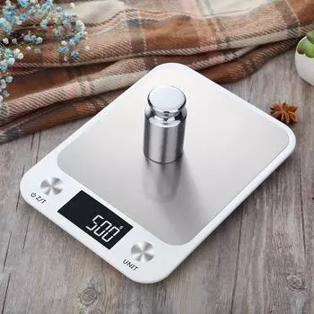 10kg Large Digital Kitchen Stainless Steel Scale 10000g 1g Kitchen Cooking Food Diet Weight Balance Electronic Scales ml oz LB 10Kg чёрный