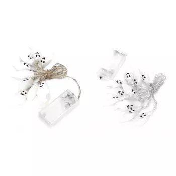 10 светодиодных гирлянд Ghost 6.6ft для Хэллоуина, гирлянда для украшения косплей-вечеринки на Хэллоуин Pure White Light