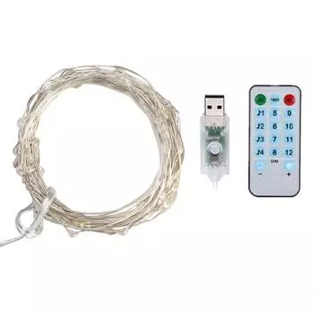 10M 100 лампочек звуковая активация медный провод светодиодные гирлянды пульт дистанционного управления USB штекер лампа Warm White