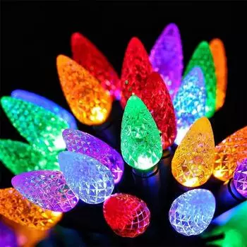 10M 100 LED C6 Solar Christmas Lights Outdoor C6 Christmas Solar String Lights Waterproof Christmas Solar Lights for Tree Decor 5M 50LEDS теплый белый