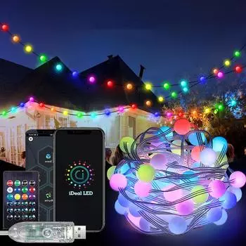 10M 100 светодиодных умных глобусных гирлянд RGB 16 миллионов цветов, меняющих звездный шар, приложение для гирлянд DIY, мерцающие гирлянды 5M 50LEDS