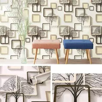 10м/20м ПВХ утолщенная геометрическая сетка дерево фон самоклеящиеся обои наклейки для ремонта отель домашний декор 10M