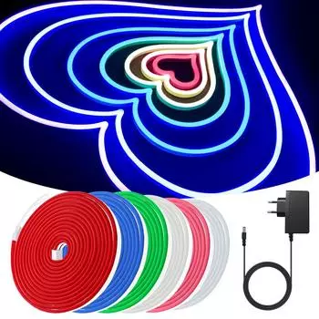 10M/32.8FT светодиодная неоновая лента 24V силиконовая для помещений и улицы 120 светодиодов/м IP67 водонепроницаемая режущаяся гибкая для бара, дома, ТВ, свадьбы EU Plug&10m красный