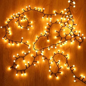 10M 500 светодиодных гирлянд с фейерверками, подключаемый кластер, мерцающие огни, 8 режимов, волшебная гирлянда для окон, стен, уличного освещения 5M 250LEDS&220V EU UK AU Plug теплый белый