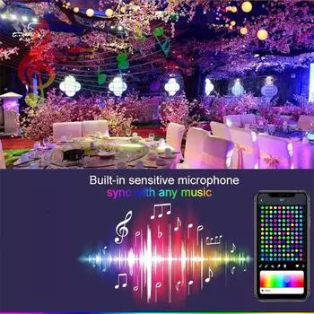 10M G40 LED Bulb String Light Bluetooth APP Remote Outdoor USB RGB Color Changing String for Party Wedding Garden Backyard 10m 50LED