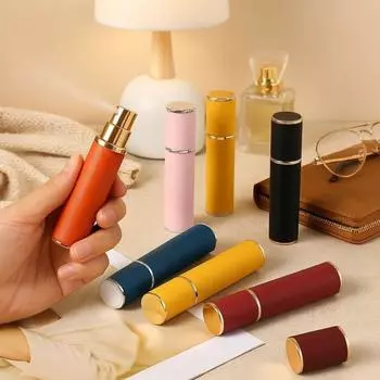 10ml Spray Rotating Bottle PU Leather Empty Cosmetic Containers New Mini Perfume Bottle Gift 06
