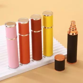 10ml Spray Rotating Bottle PU Leather Empty Cosmetic Containers New Mini Perfume Bottle Gift 12