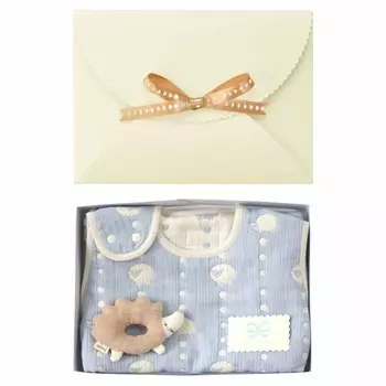 10mois dimoi - hoppetta baby shower подарочный набор пушистая марля 6-слойная марлевая пеленка для младенцев 100% хлопок для новорожденных ~ 3 лет синий длина 58 см + погремушка 1