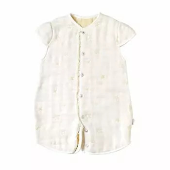 10mois dimois fluffy gauze 6-layer gauze 2-way baby sleeper with sleeves 100% cotton ecru length 58cm newborn to around 3 years old