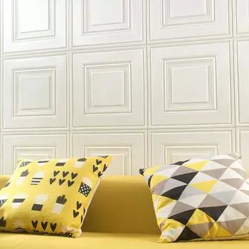 10ocs 35*35 см Потолочные обои 3D Кирпич Водонепроницаемые настенные наклейки Пенопластовые обои Самоклеящиеся домашние декорации 5pcs 35cmX35cm белый