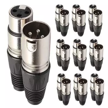 10Pair XLR 3Pin Female MIC Jack Plug Audio Microphone Cable Connector Black HOT