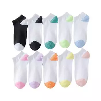 10Pairs Non-slip Women Ankle Tube Socks Patchwork Invisible Socks Soft Summer Boat Socks Student 10Pairs