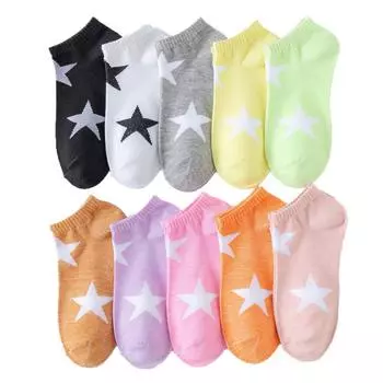 10Pairs Summer Boat Socks Breathable Ankle Tube Socks Casual Y2K Star Short Socks Girl 10 Pairs