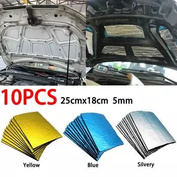 10pc 25x18cm Fireproof Self-adhesive Sound Deadener Heat Insulation Mat Car Hood Engine Mat Soundproofing Cotton Car Accessories