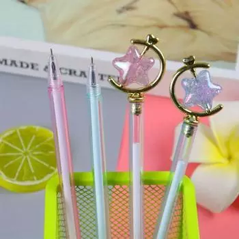 10pcs 0.5mm creative crystal star gel pen with high appearance, transparent rod, office signature pen, cute stationery pen розовый