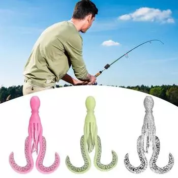 10Pcs 11CM/4.2G Luminous Soft Octopus Bait Colorful TPE Glow-in-the-dark Realistic Bionic Artificial Squid Lure Saltwater Freshwater Trolling Fishing