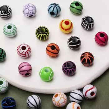 10 шт. 11 мм подвески круглые футбольные мячи футбольные бусины акриловые россыпью с отверстием для изготовления ювелирных изделий браслеты принадлежности ювелирные аксессуары Style 1